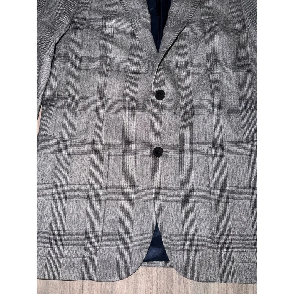 Banana Republic Vitale Barberis Canonico Wool Blazer Grey Plaid 38R Slim Fit A1